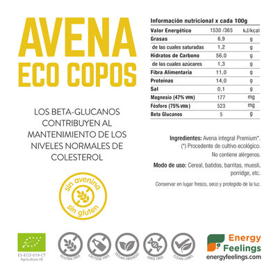 Flocos de Aveia Sem Glúten/Avenina BIO da ENERGY FEELINGS (1 kg) – Moonsport (label)