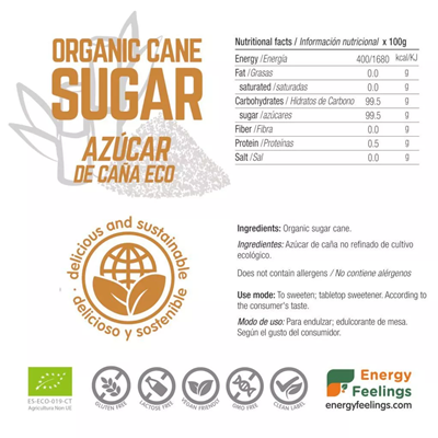 Açúcar de Cana BIO da ENERGY FEELINGS (1 kg) – Moonsport (label)