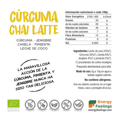Curcuma Chai Latte BIO da ENERGY FEELINGS (150 g) – Moonsport (label)