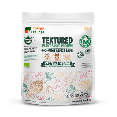 Embalagem de 400 g da Proteína Vegetal Texturizada Picada Fina Bio da Energy Feelings.