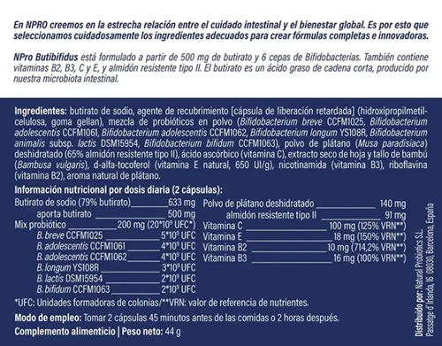 Rótulo do Butibifidus da NPro.
