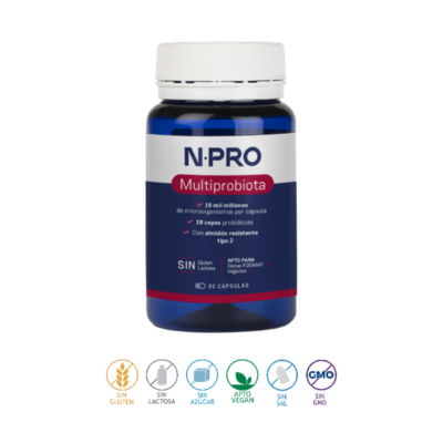 Embalagem de 30 cápsulas do Multiprobiota, da NPro.