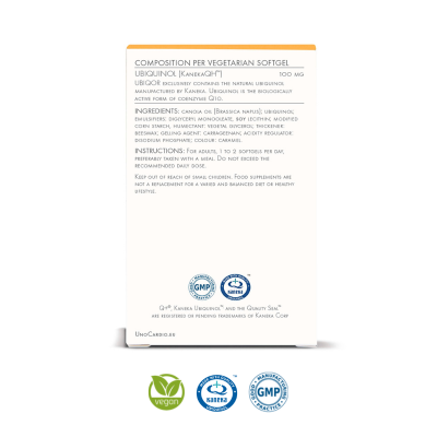 Verso da embalagem de 60 cápsulas do UBIQOR, da WHC Labs.