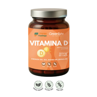 Embalagem de 90 cápsulas da Vitamina D, da Energy Feelings.