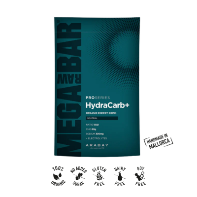 Saqueta de 64 g da Bebida Energética Biológica HydraCarb+ ProSeries da MegaRawBar.