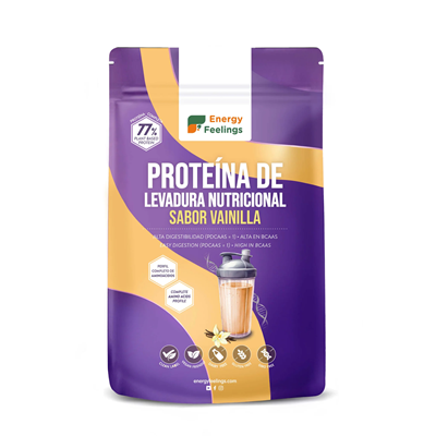 Embalagem de 500 g de Proteína de Levedura Nutricional Baunilha, da Energy Feelings.