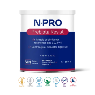 Embalagem de 150 g do Prebiota Resist da NPRO.