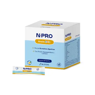 Embalagem e saqueta do Enzimkids da NPRO.