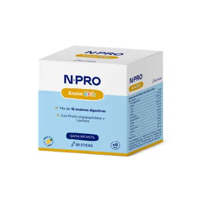 Embalagem de 30 saquetas do Enzimkids da NPRO.