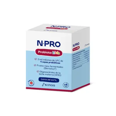 Embalagem de 15 saquetas do Probiota Kids da NPRO.